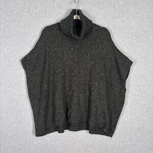 LOFT Poncho Sweater XS/S Hunter Forest Metallic Lounge Comfy Cozy Oversized Cowl